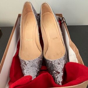 Christian Louboutin Glittering Silver Heels stunning !!